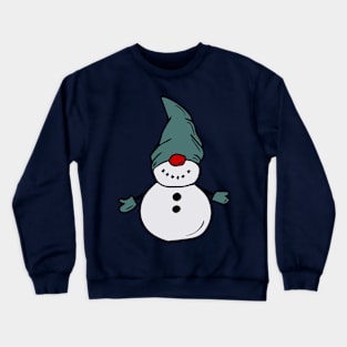 Cute snowman in a blue hat and mittens. Crewneck Sweatshirt